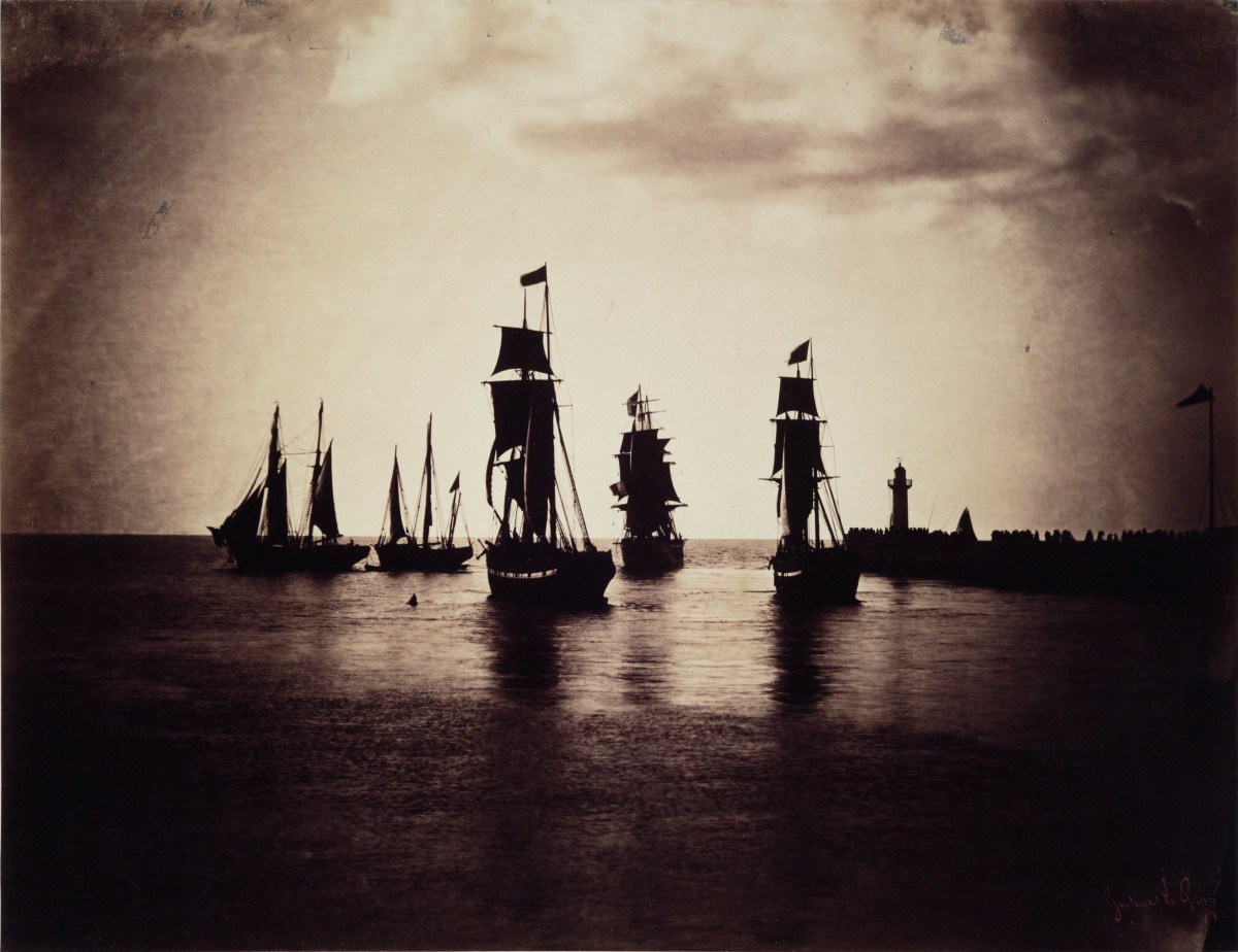 Gustave LE GRAY (1820-1884) Boats leaving the port of Le Havre (1856-57)