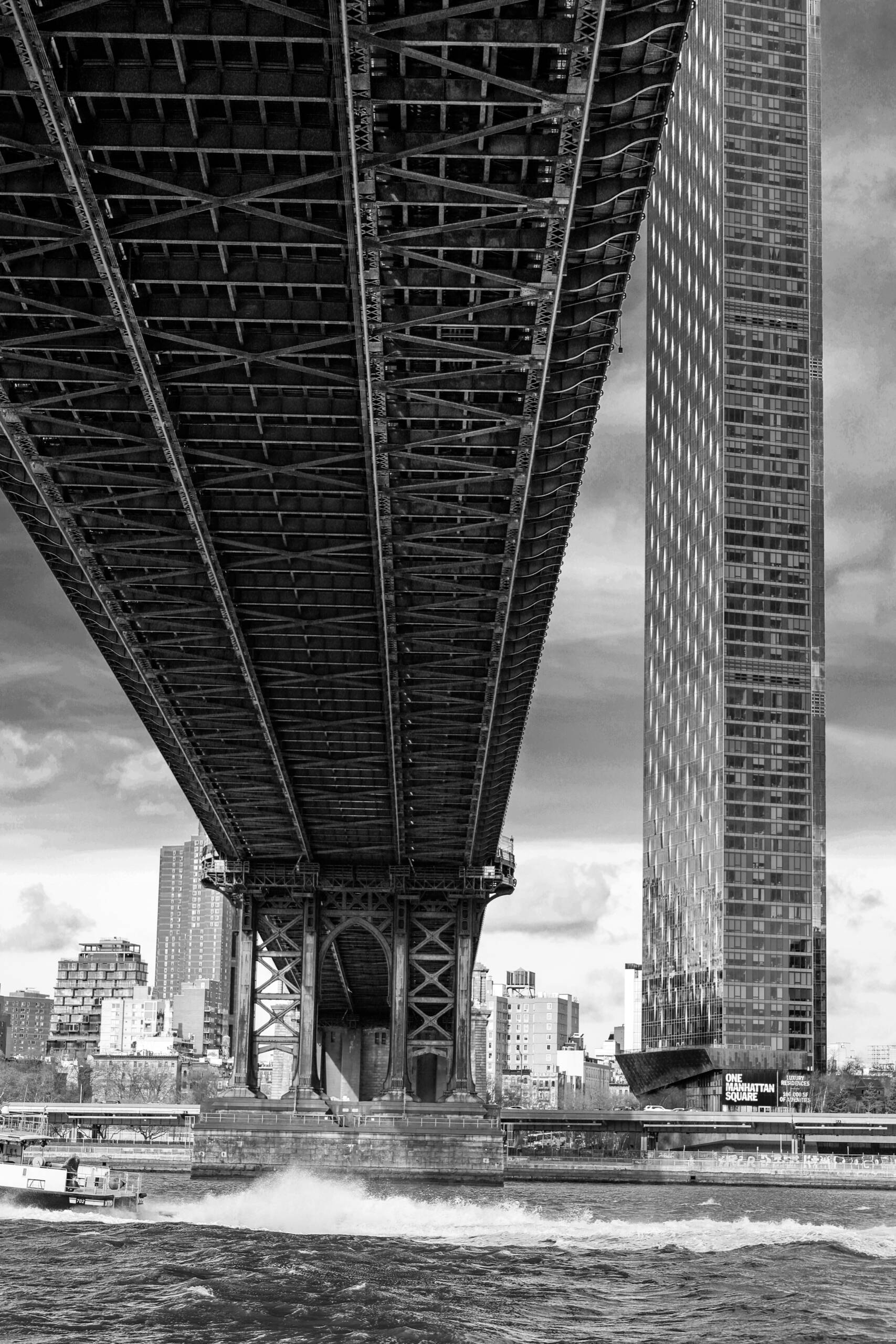 Manhattan Bridge From the Water: How One Diagonal Holds a Vertical Frame Together